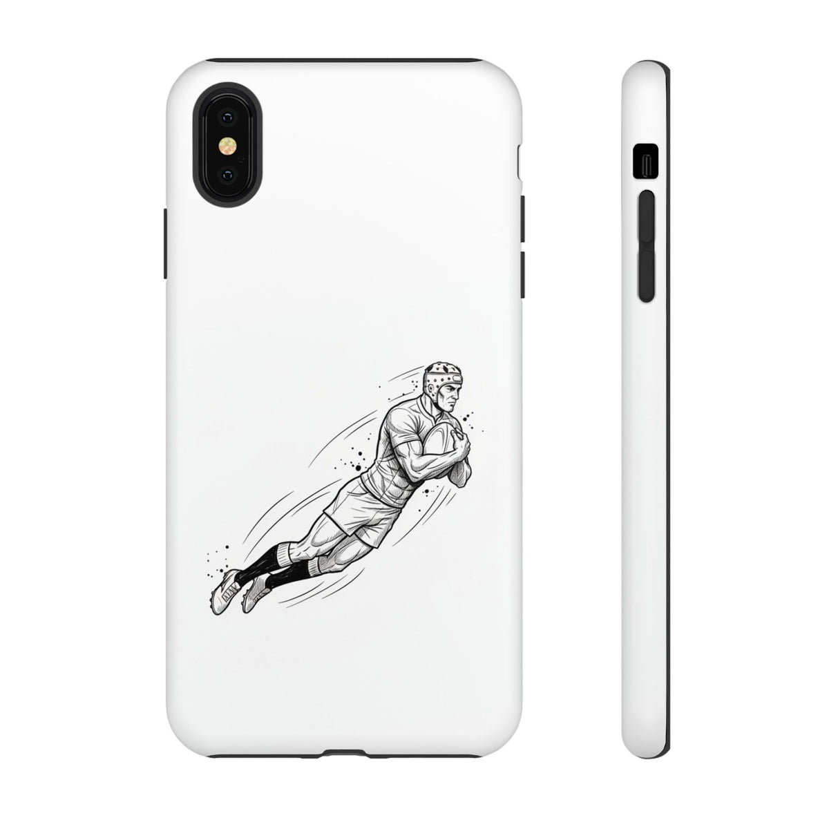 Phone Case, Rugby Try Swan Dive Minimalist Sketch design, Tough Case