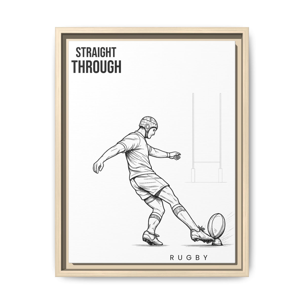 Print, Rugby Conversion Kick - Straight Through, Matte Canvas Print Framed Art
