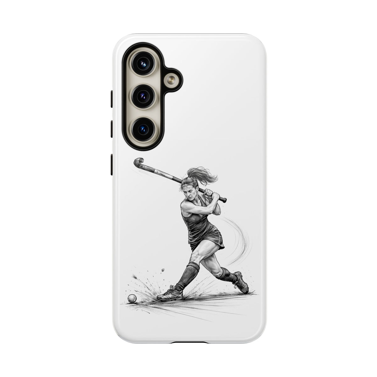 Phone Case, Hockey, Female Player "Tomahawk" shot design, Tough Case