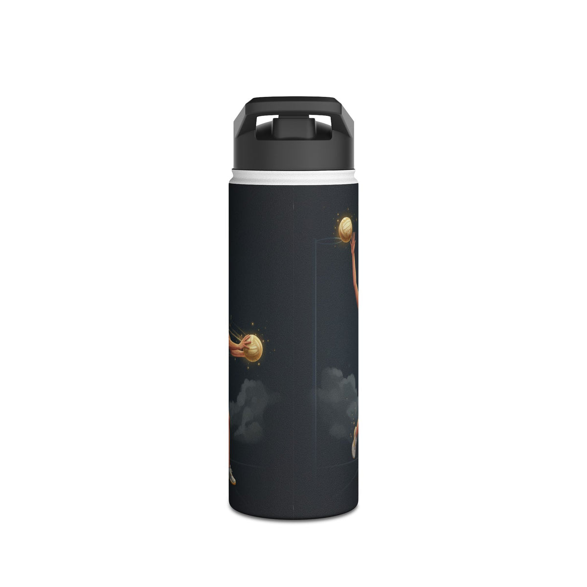 Water Bottle, Netball, Female player trio graphics, Stainless Steel
