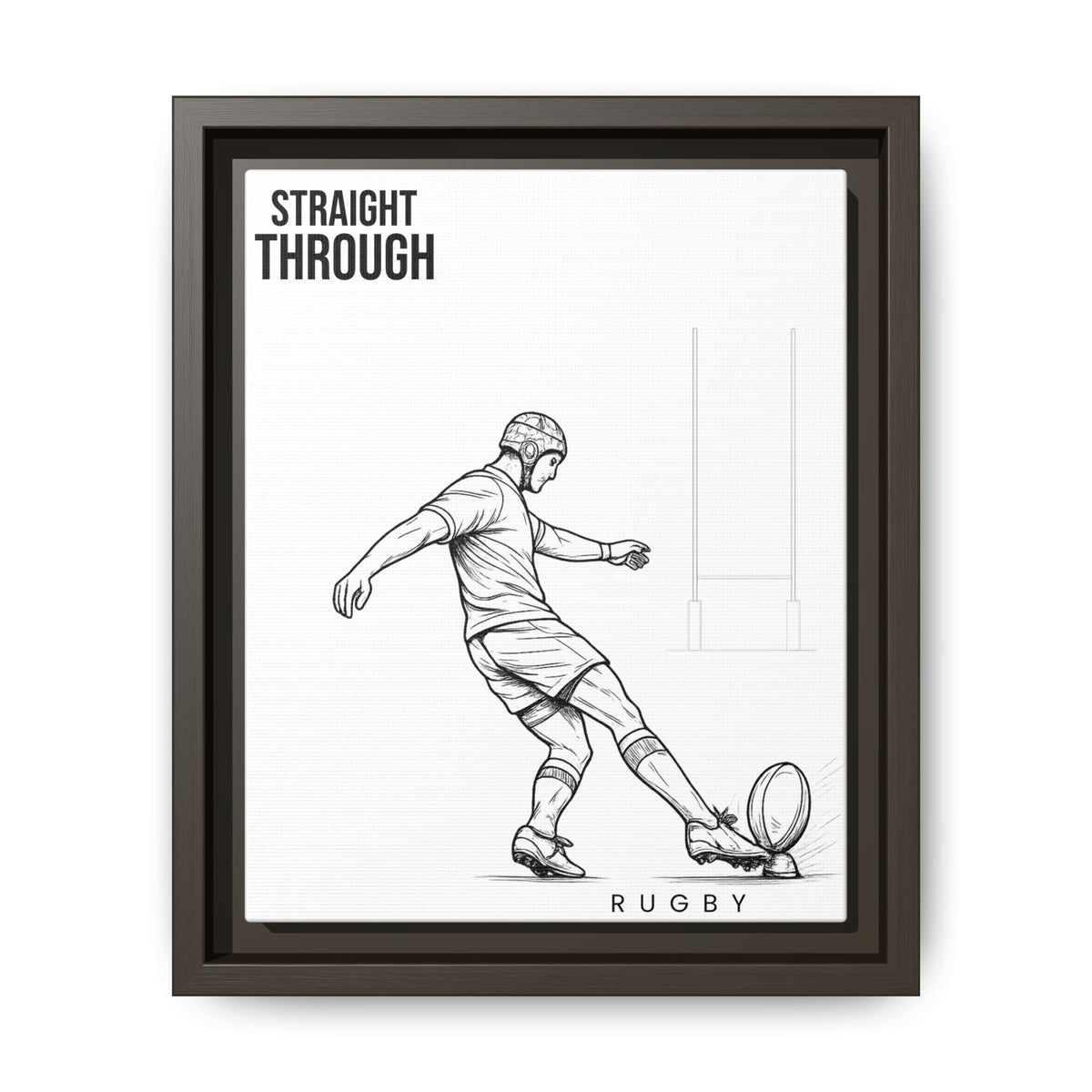 Print, Rugby Conversion Kick - Straight Through, Matte Canvas Print Framed Art