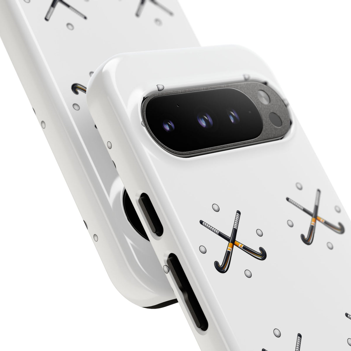 Phone Case, Hockey Repeated Crossed Sticks & Balls Pattern, Tough Case