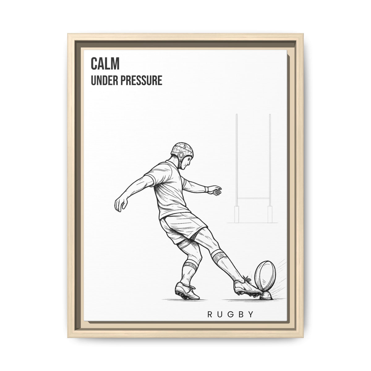 Print, Rugby Conversion Kick - Calm Under Pressure, Matte Canvas Print Framed Art