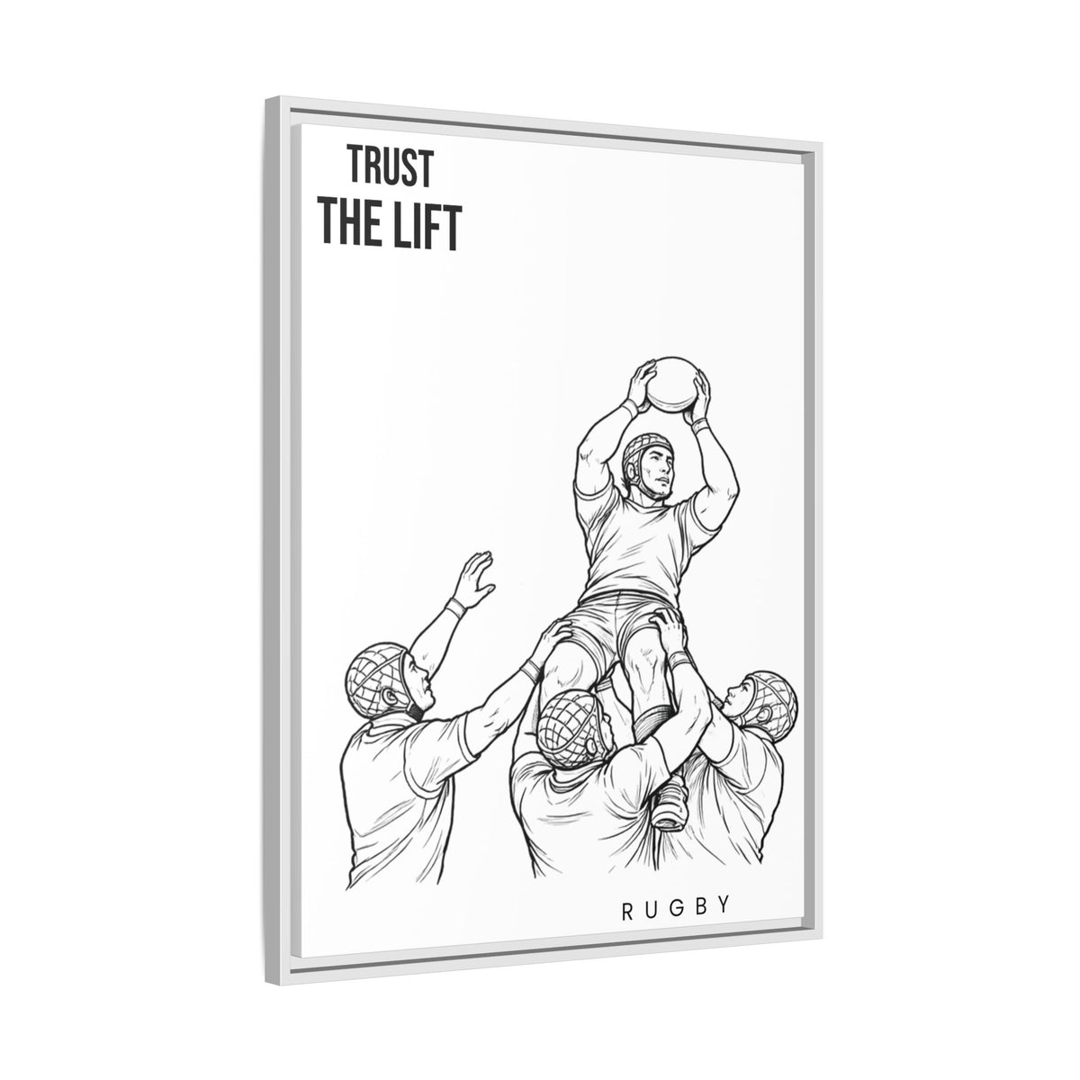 Print, Rugby Line-Out Trust The Lift , Matte Canvas Print Framed Art