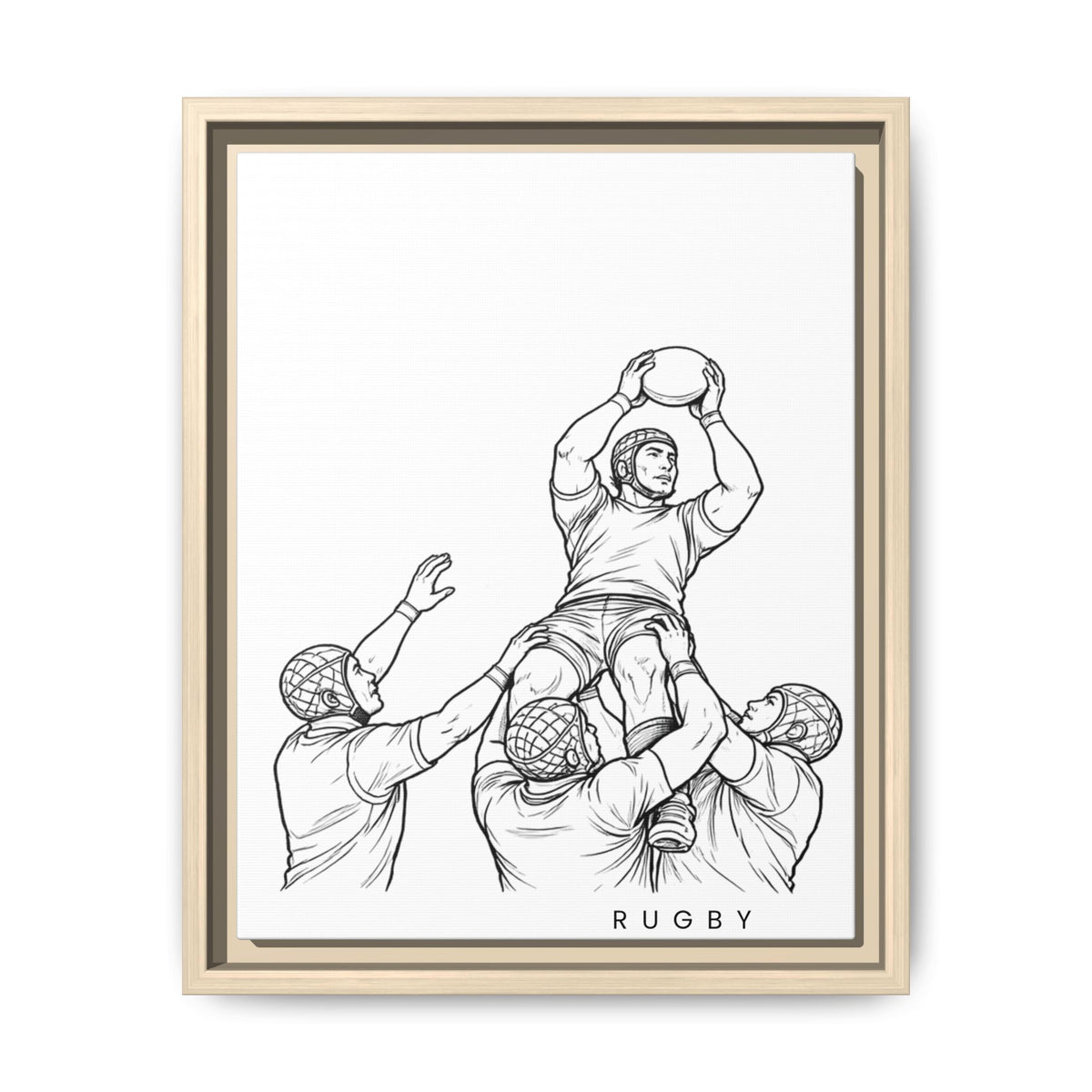 Print, Rugby Line-Out, Matte Canvas Print Framed Art