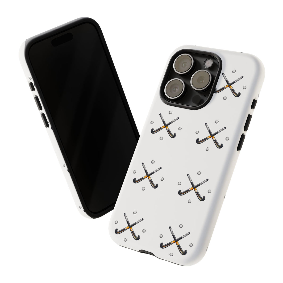 Phone Case, Hockey Repeated Crossed Sticks & Balls Pattern, Tough Case