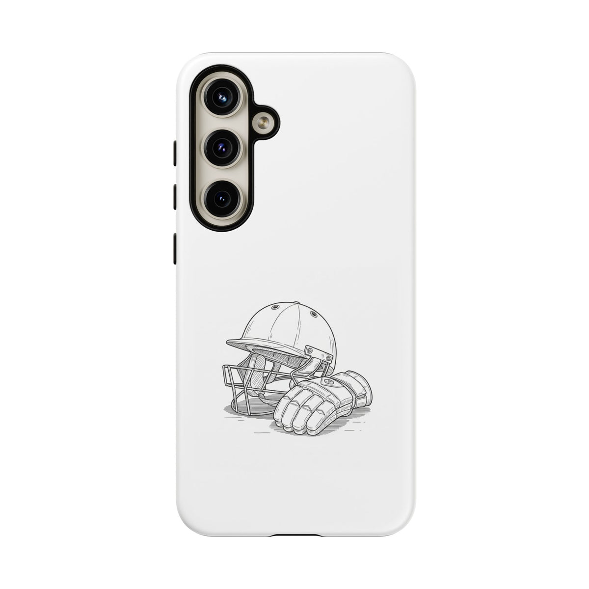 Phone Case, Cricket Gloves & Helmet Sketch, Tough Case