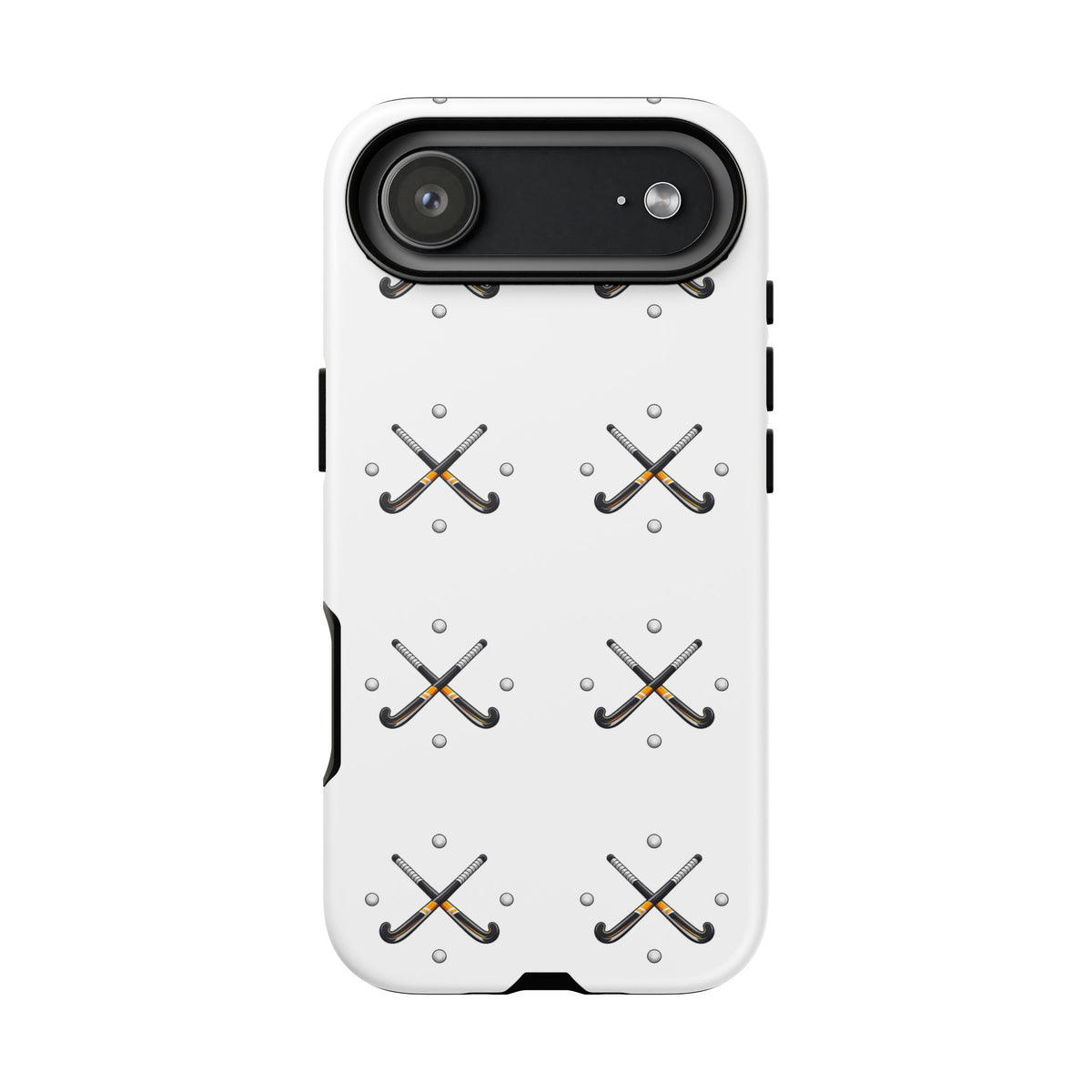 Phone Case, Hockey Repeated Crossed Sticks & Balls Pattern, Tough Case