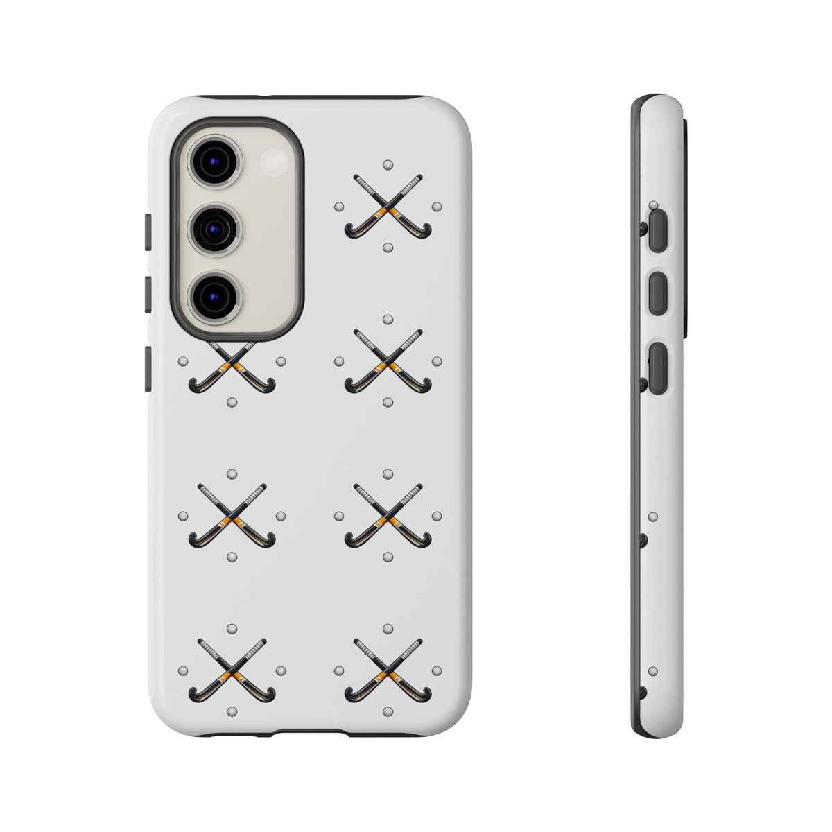 Phone Case, Hockey Repeated Crossed Sticks & Balls Pattern, Tough Case