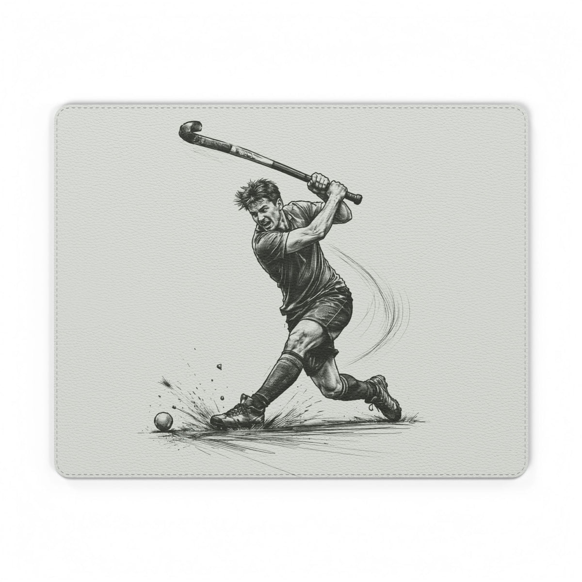 Mouse Mat, Hockey Image Male player Tomahawk, Faux Leather
