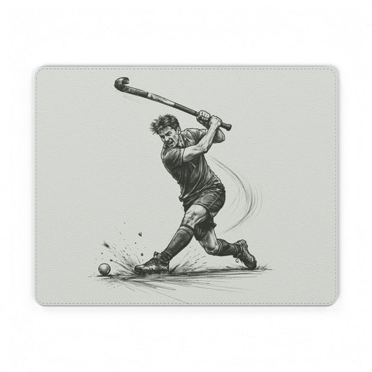 Mouse Mat, Hockey Image Male player Tomahawk, Faux Leather