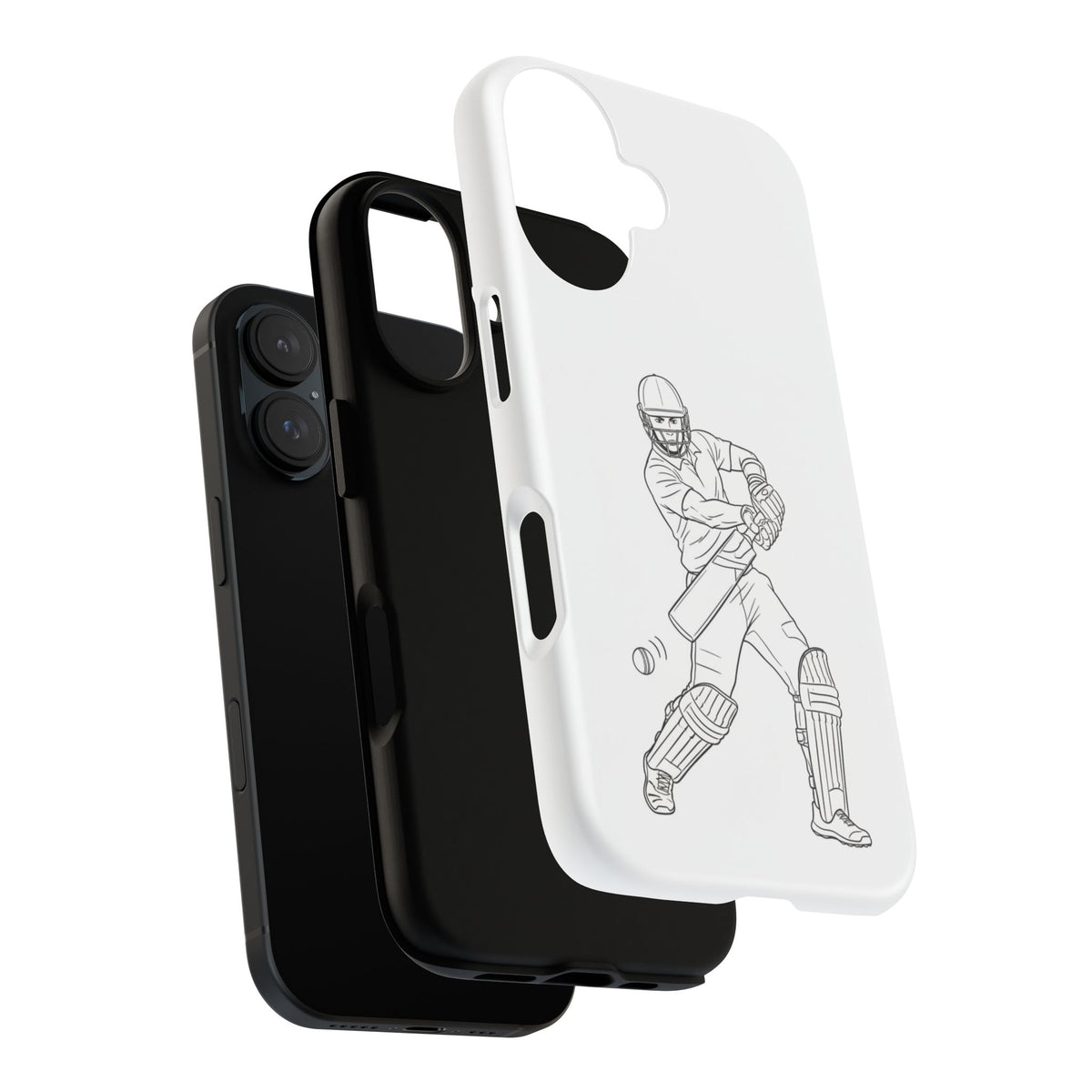 Phone Case, Cricket Batsman Sketch, Tough Case
