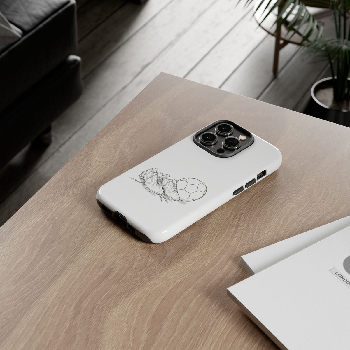 Phone Case, Football Boots & Ball Sketch , Tough Case
