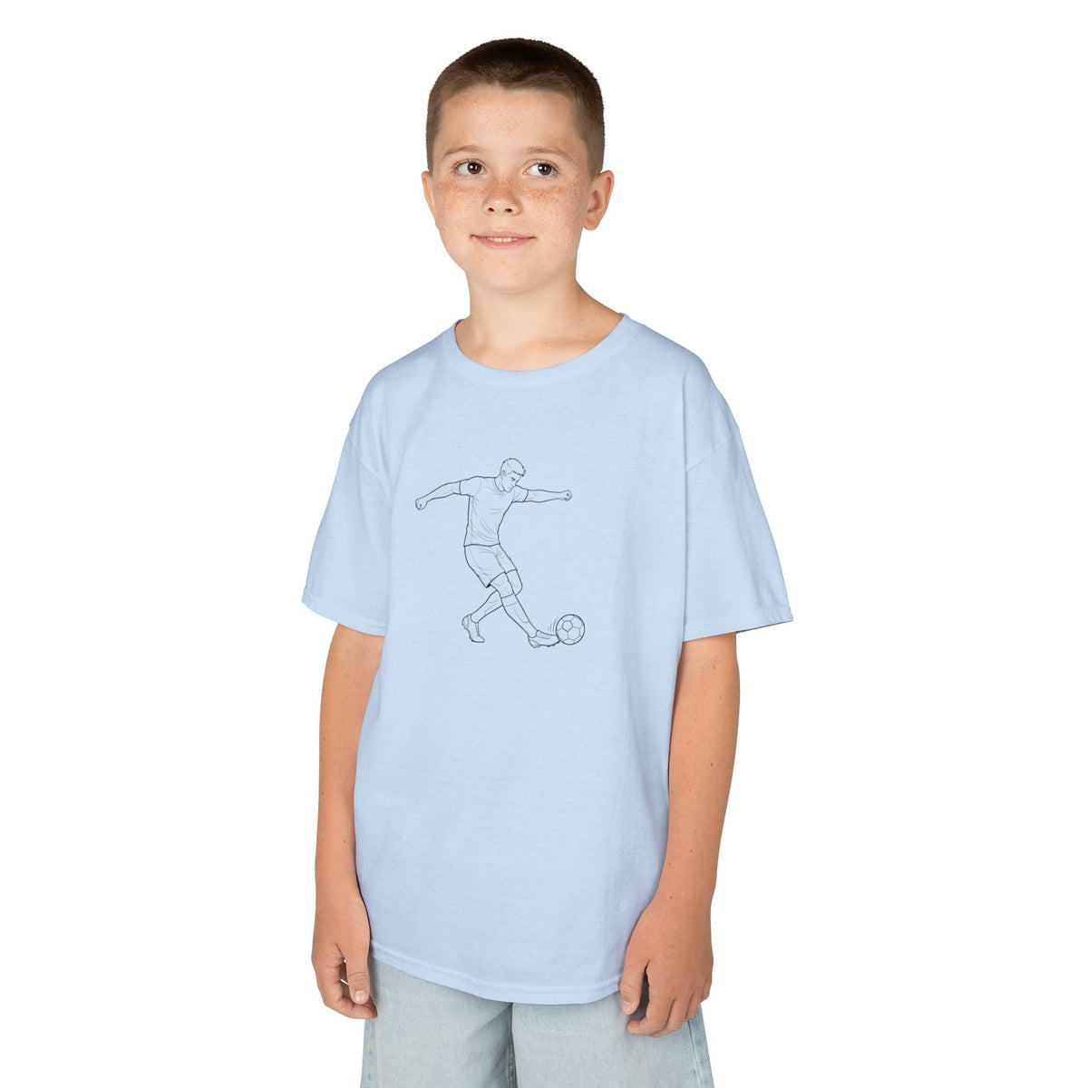 T Shirt Kids, Football, Free Kick minimalist sketch design, Cotton, Various Colours