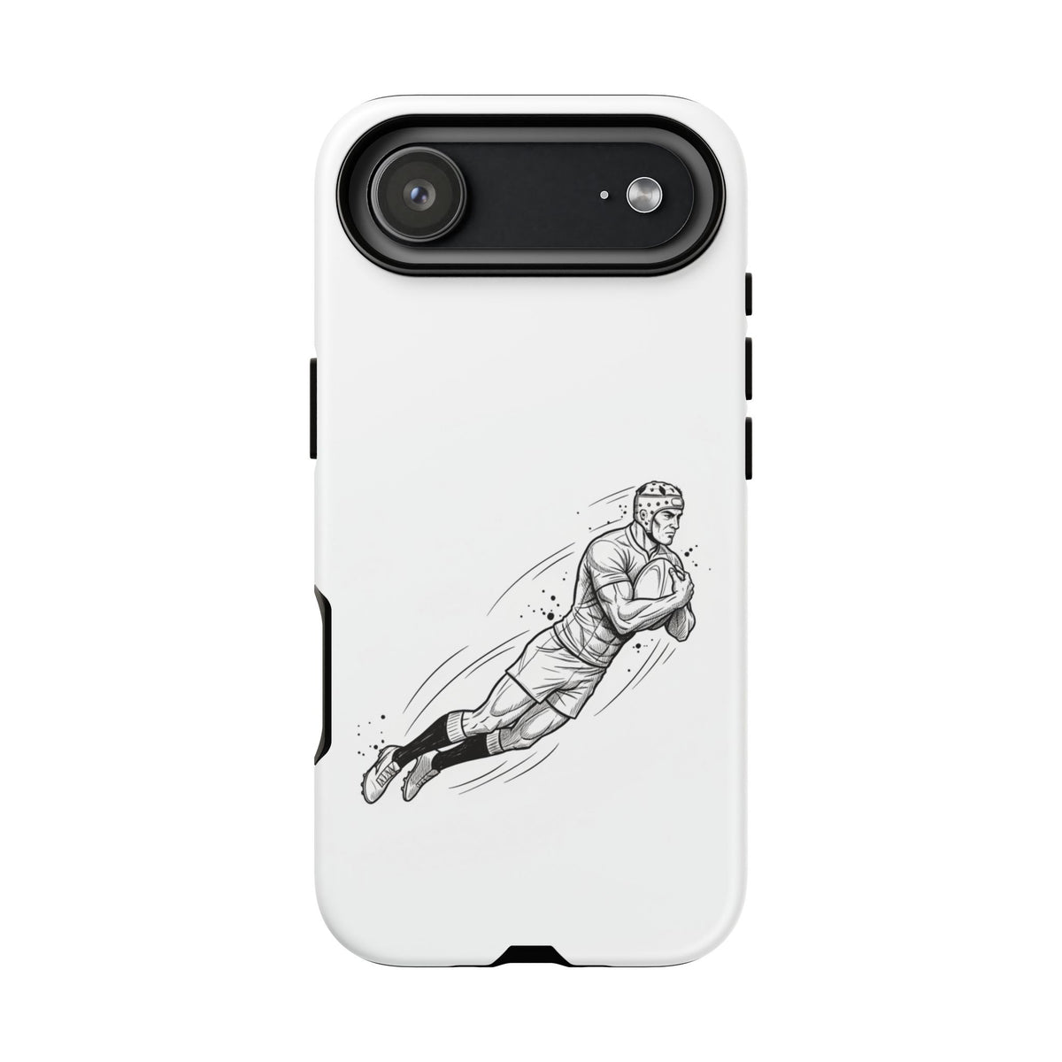 Phone Case, Rugby Try Swan Dive Minimalist Sketch design, Tough Case