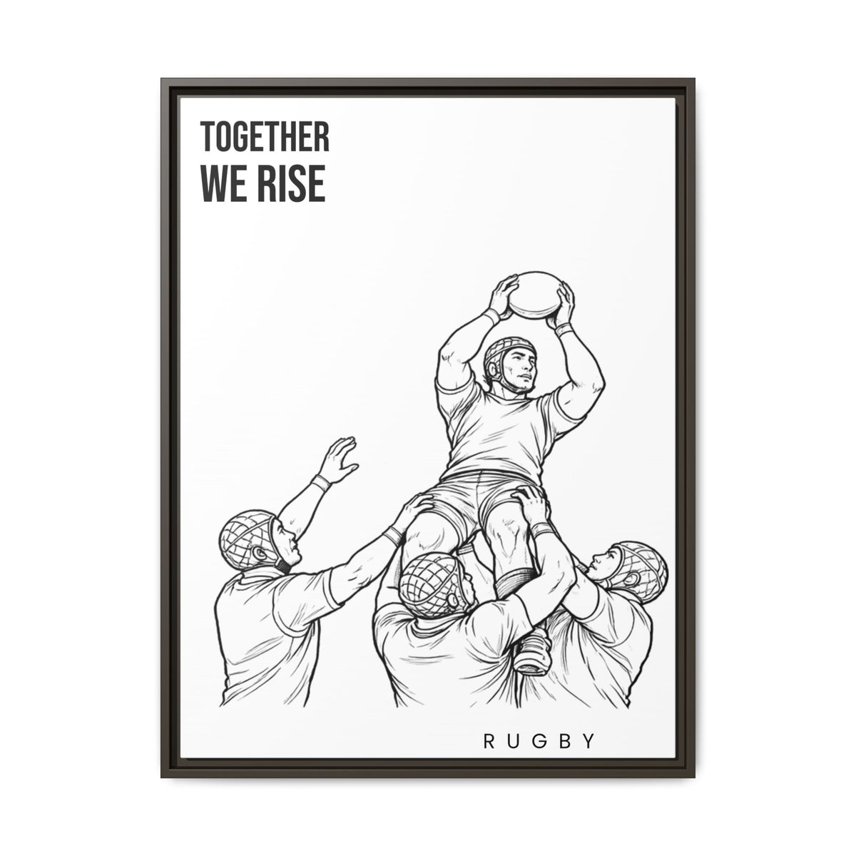 Print, Rugby Line-Out Together We Rise , Matte Canvas Print Framed Art