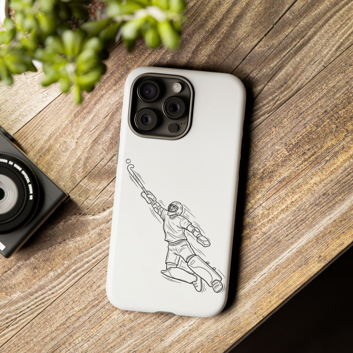 Hockey Goalkeeper Sketch Phone Case — Minimalist Sports Protective Cover