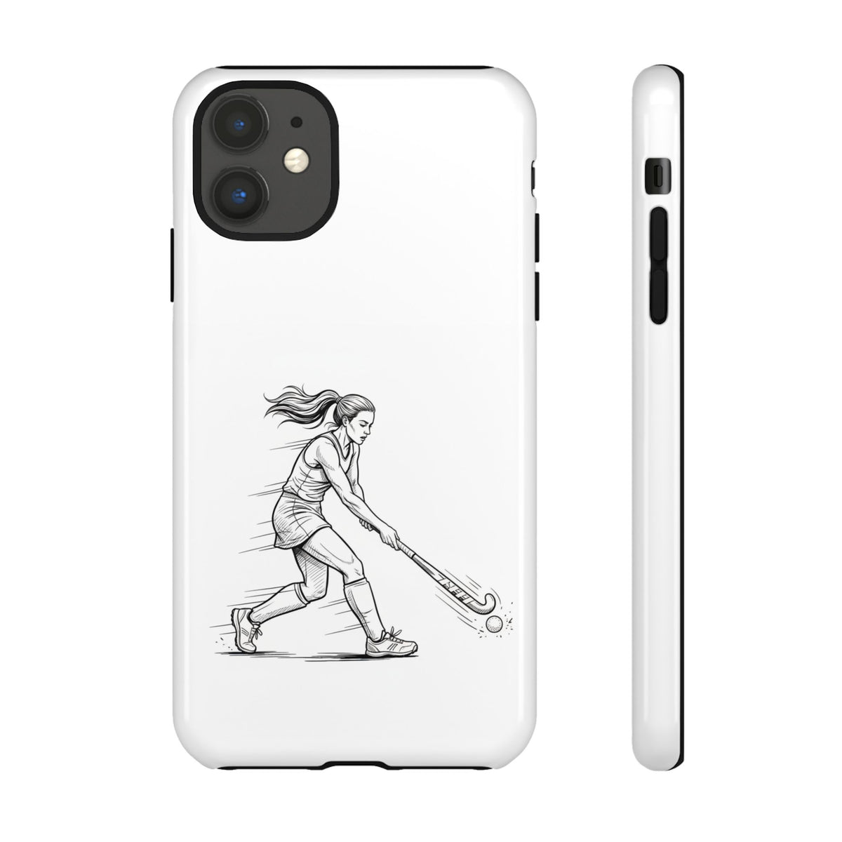Phone Case, Hockey, Female  Player Minimalist sketch design, Tough Case