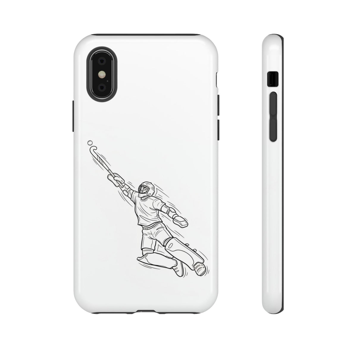 Hockey Goalkeeper Sketch Phone Case — Minimalist Sports Protective Cover