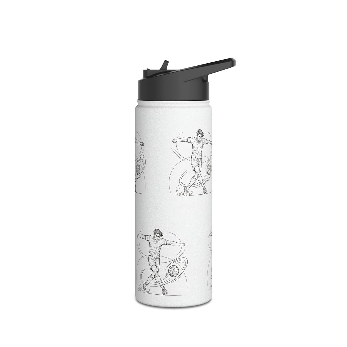 Water Bottle, Football Skills repeat pattern design, Stainless Steel