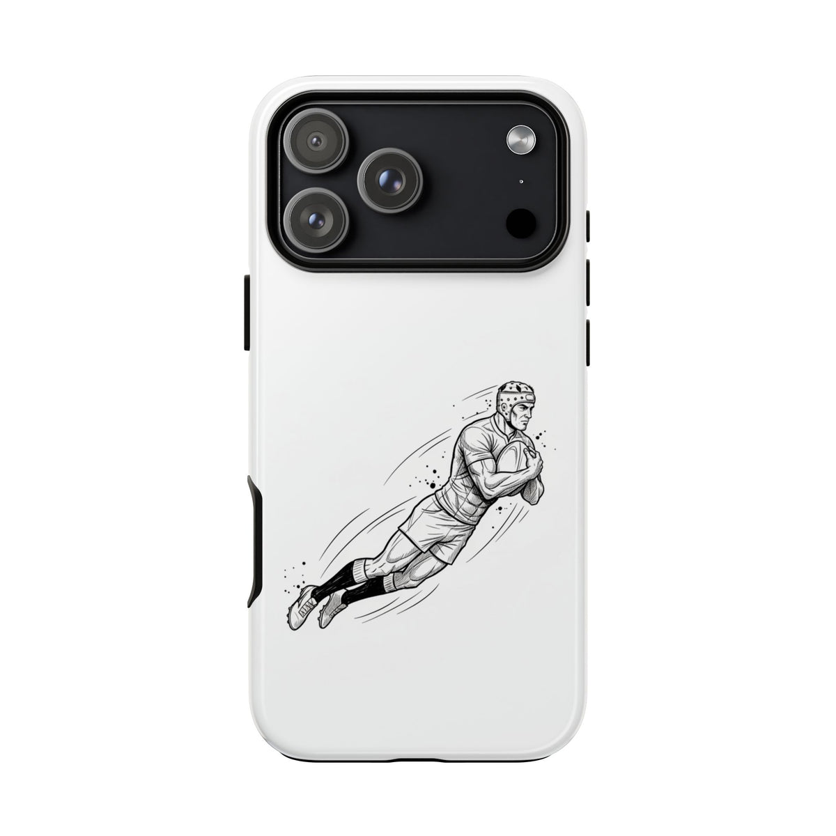 Phone Case, Rugby Try Swan Dive Minimalist Sketch design, Tough Case