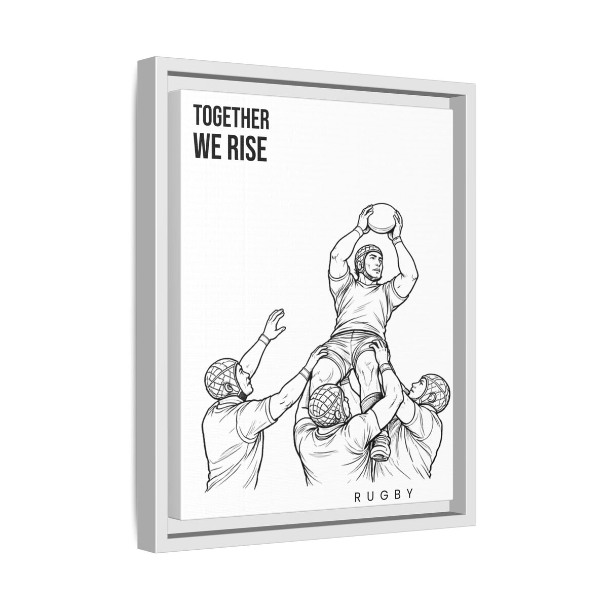 Print, Rugby Line-Out Together We Rise , Matte Canvas Print Framed Art