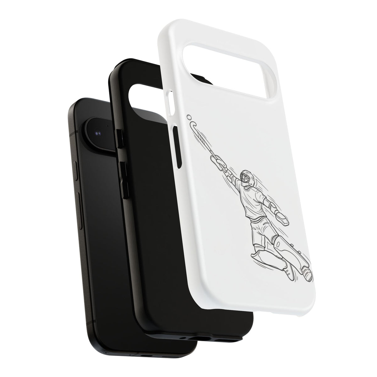 Hockey Goalkeeper Sketch Phone Case — Minimalist Sports Protective Cover