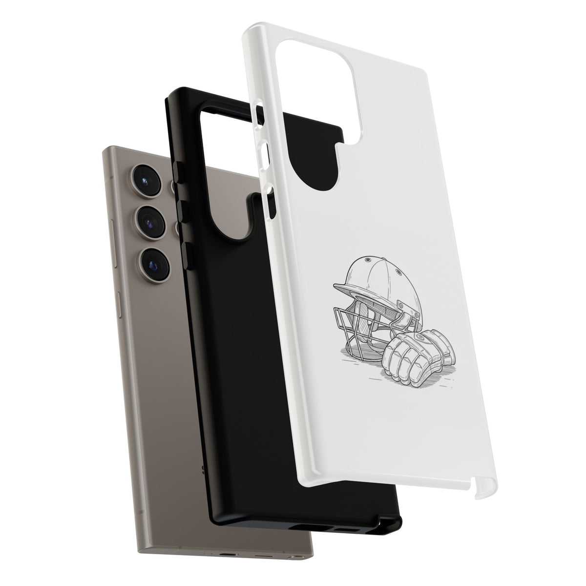 Phone Case, Cricket Gloves & Helmet Sketch, Tough Case