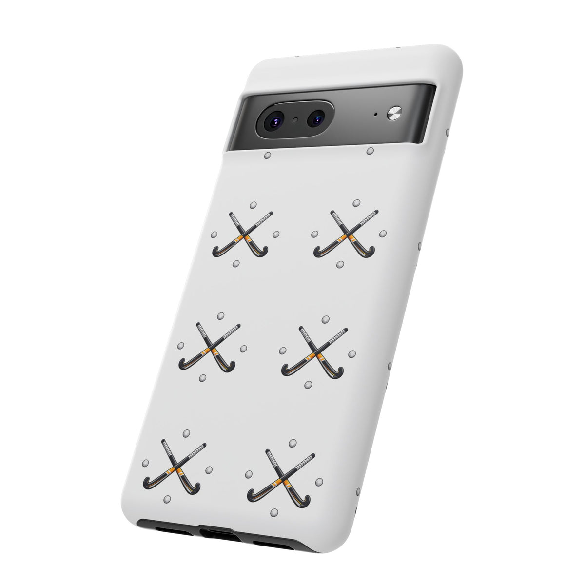 Phone Case, Hockey Repeated Crossed Sticks & Balls Pattern, Tough Case
