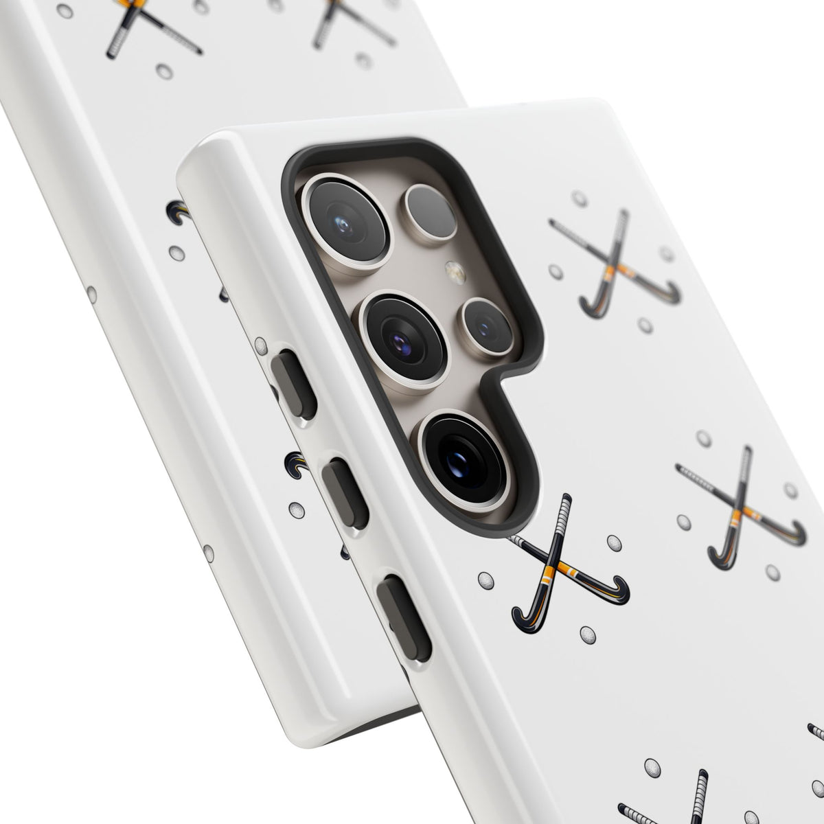 Phone Case, Hockey Repeated Crossed Sticks & Balls Pattern, Tough Case