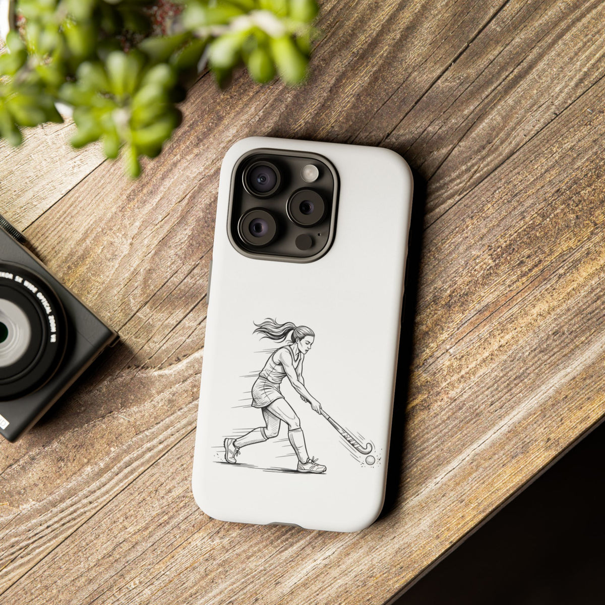 Phone Case, Hockey, Female  Player Minimalist sketch design, Tough Case