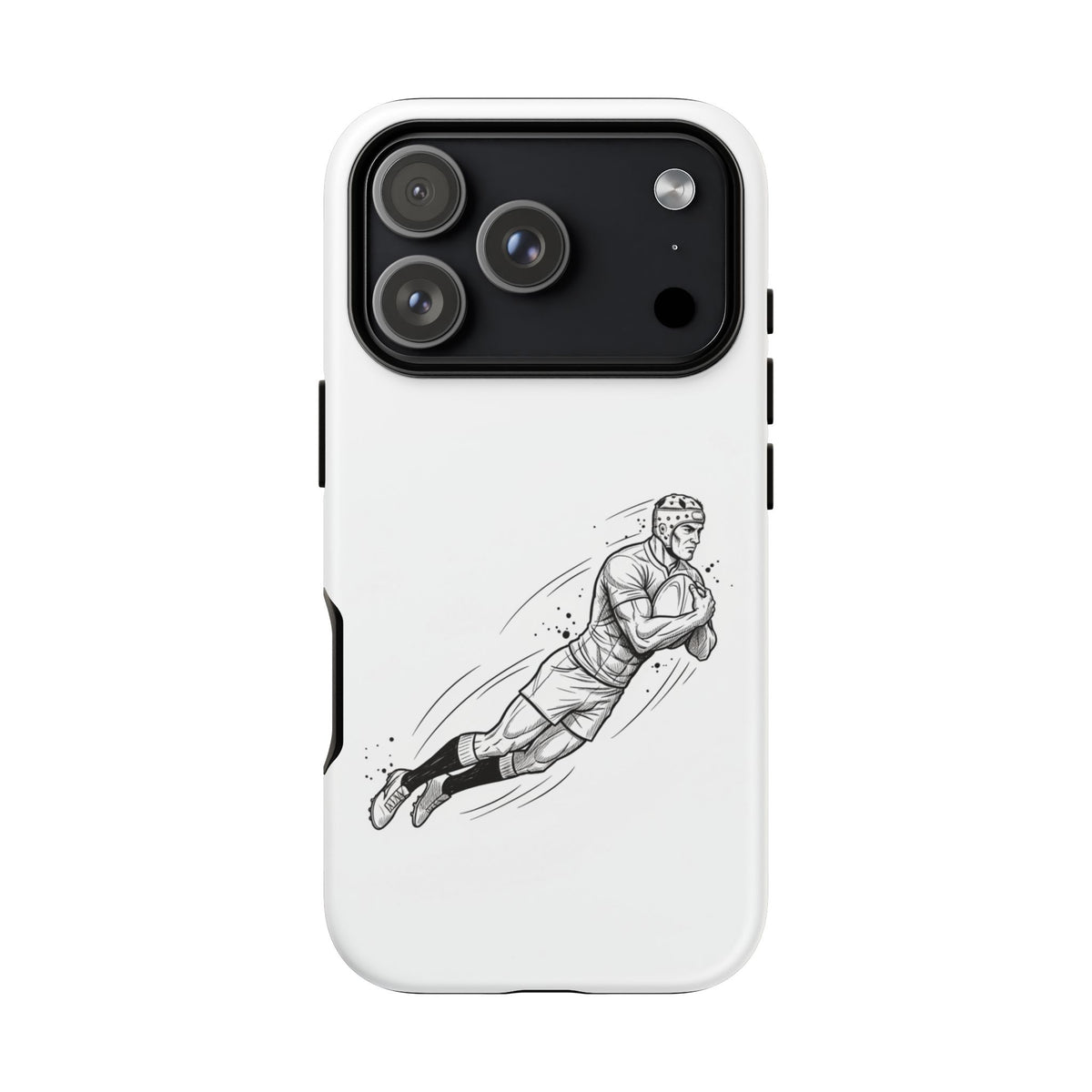 Phone Case, Rugby Try Swan Dive Minimalist Sketch design, Tough Case