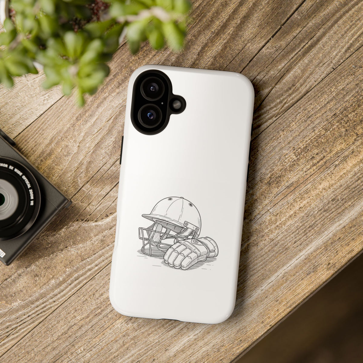 Phone Case, Cricket Gloves & Helmet Sketch, Tough Case