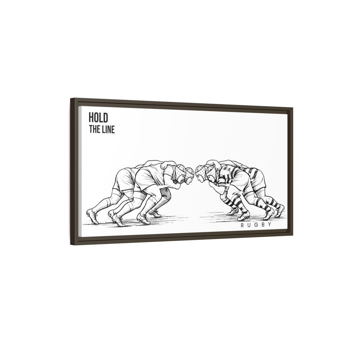 Print, Rugby Scrum, "Hold the Line" , Matte Canvas Print Framed Art