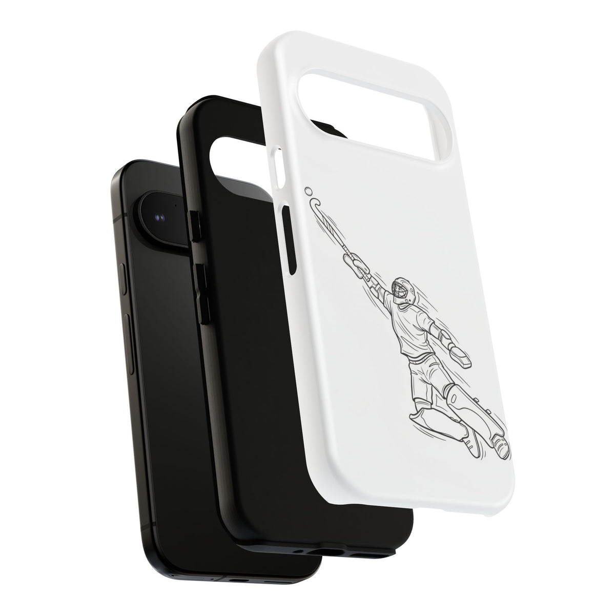 Hockey Goalkeeper Sketch Phone Case — Minimalist Sports Protective Cover