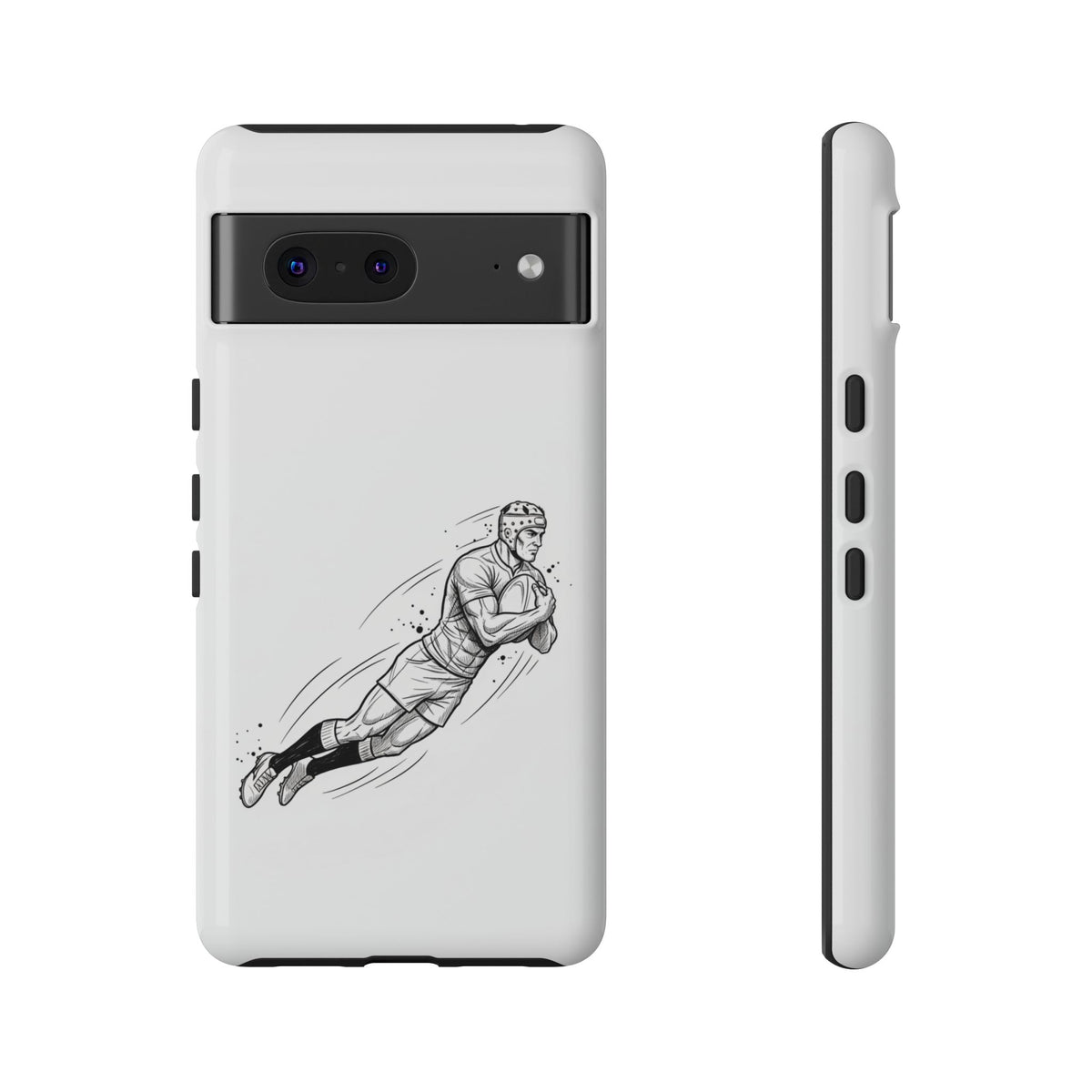 Phone Case, Rugby Try Swan Dive Minimalist Sketch design, Tough Case