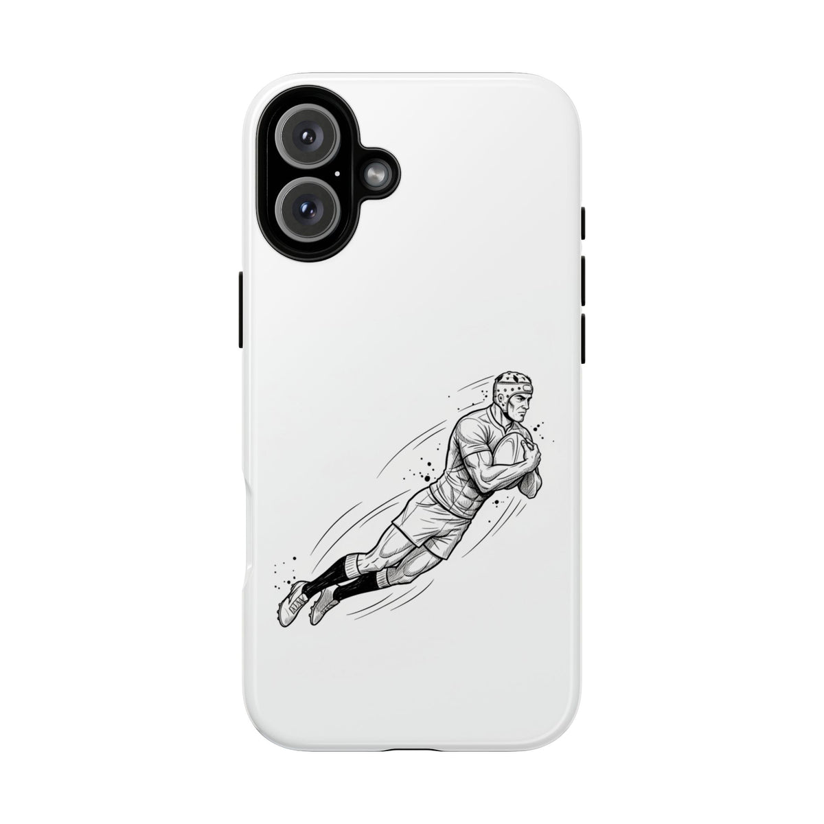Phone Case, Rugby Try Swan Dive Minimalist Sketch design, Tough Case