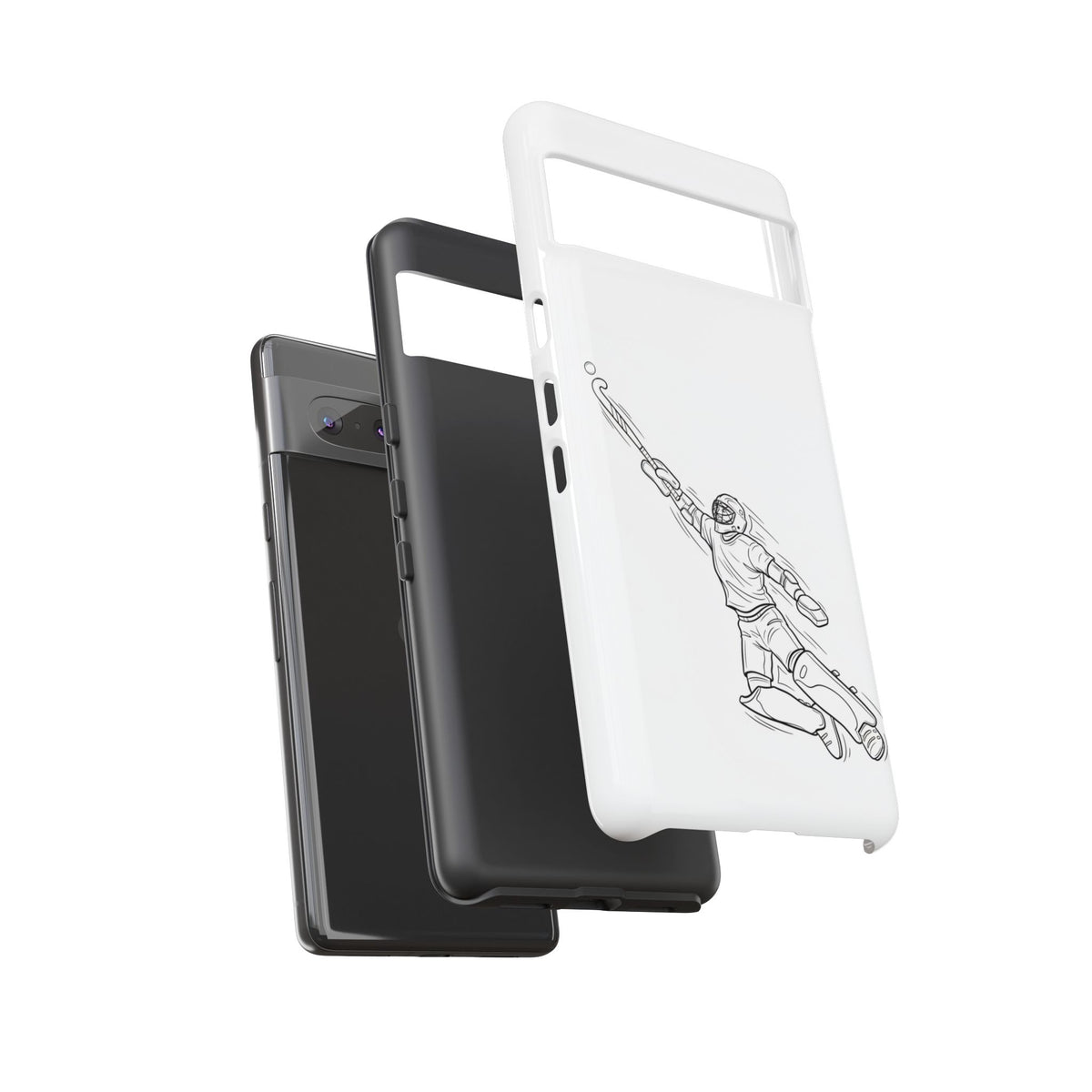 Hockey Goalkeeper Sketch Phone Case — Minimalist Sports Protective Cover