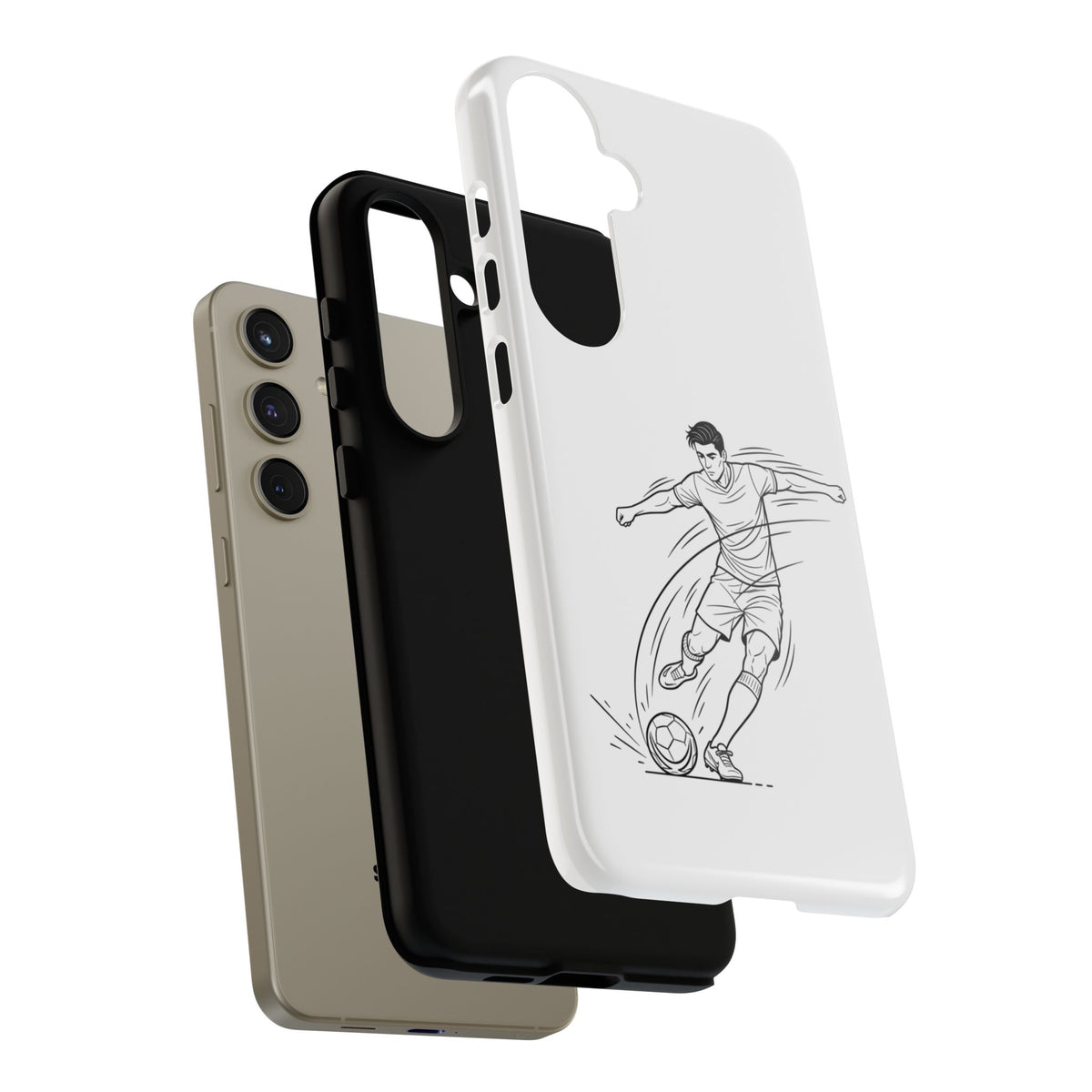 Phone Case, Football Free Kick / Strike Minimalist sketch Design, Tough Case