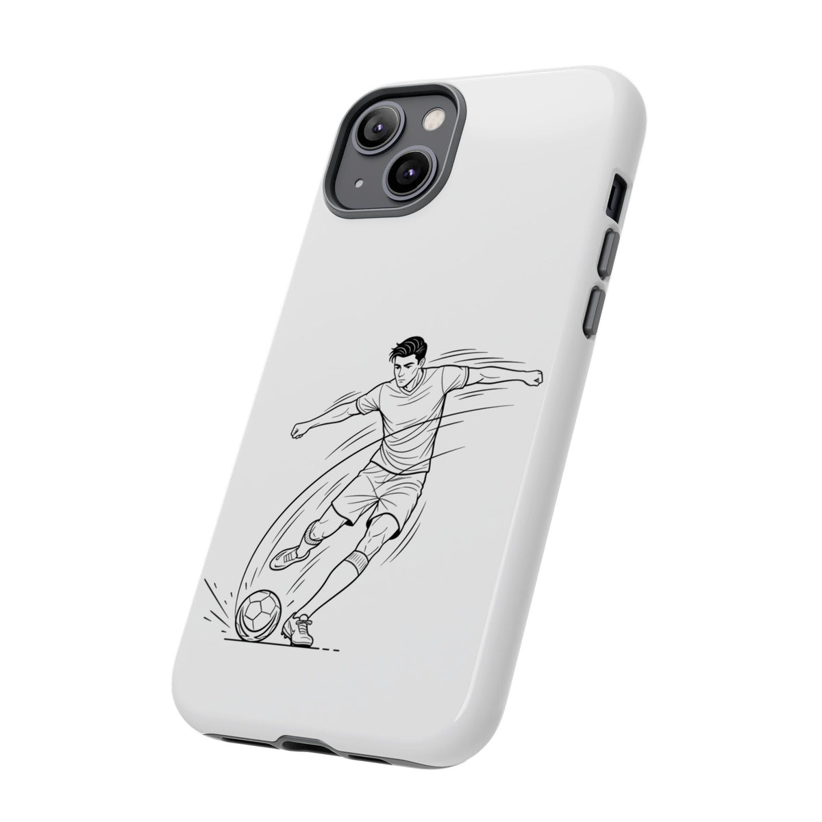 Phone Case, Football Free Kick / Strike Minimalist sketch Design, Tough Case