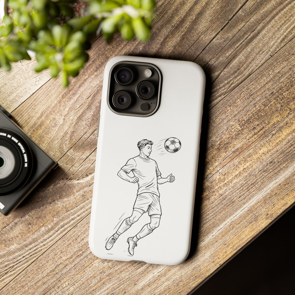 Phone Case, Football Chest-control Minimalist sketch Design, Tough Case