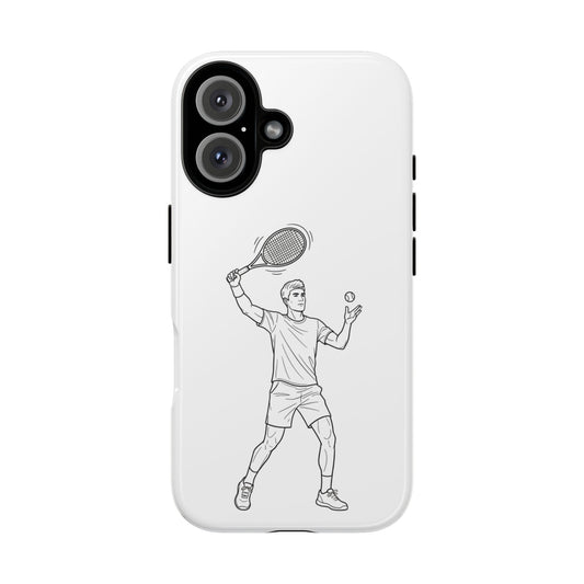 Phone Case, Racket Sports, Tennis Player overhead shot Design, Tough Case
