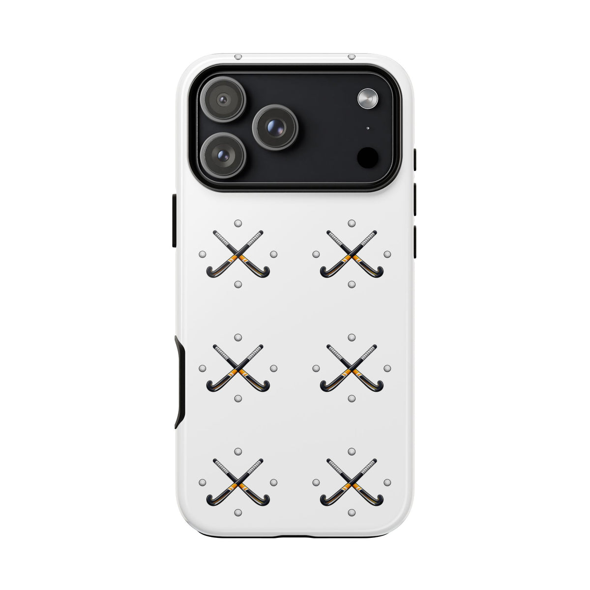 Phone Case, Hockey Repeated Crossed Sticks & Balls Pattern, Tough Case