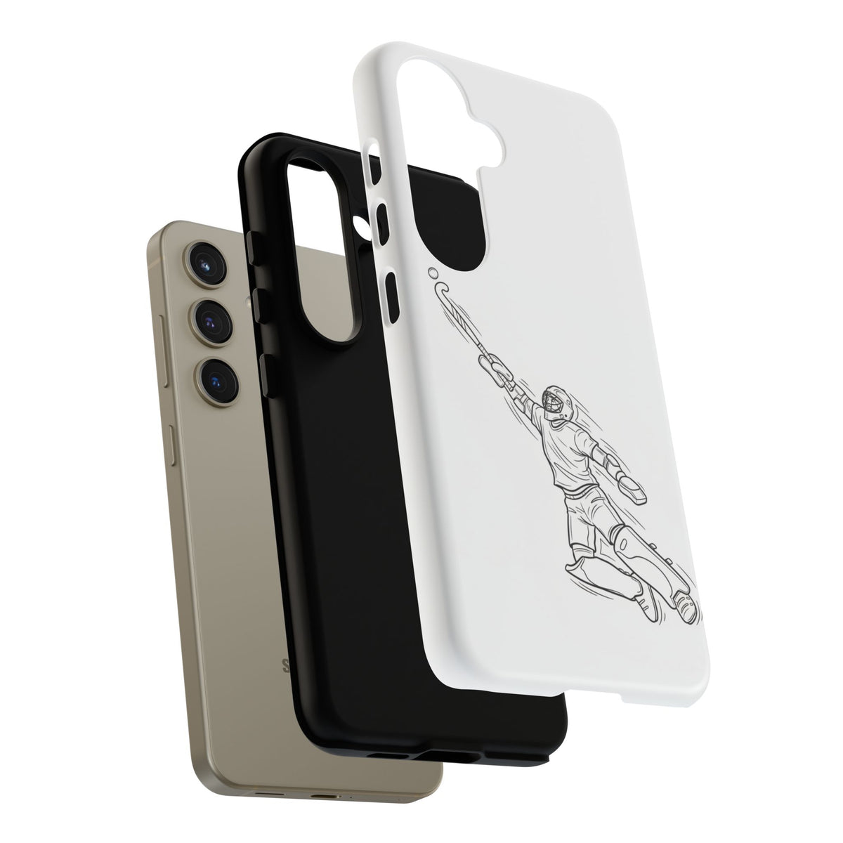 Hockey Goalkeeper Sketch Phone Case — Minimalist Sports Protective Cover