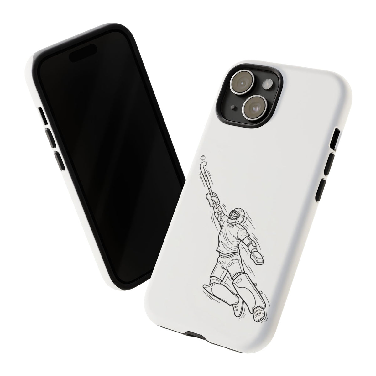 Hockey Goalkeeper Sketch Phone Case — Minimalist Sports Protective Cover
