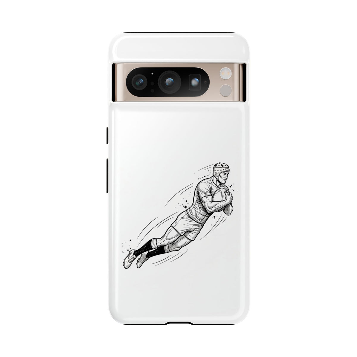Phone Case, Rugby Try Swan Dive Minimalist Sketch design, Tough Case