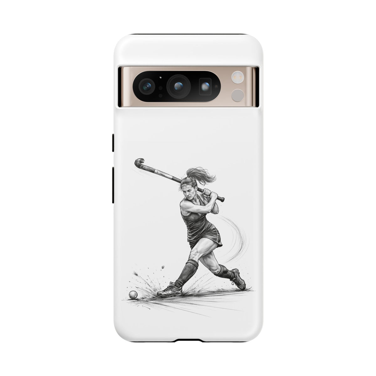 Phone Case, Hockey, Female Player "Tomahawk" shot design, Tough Case