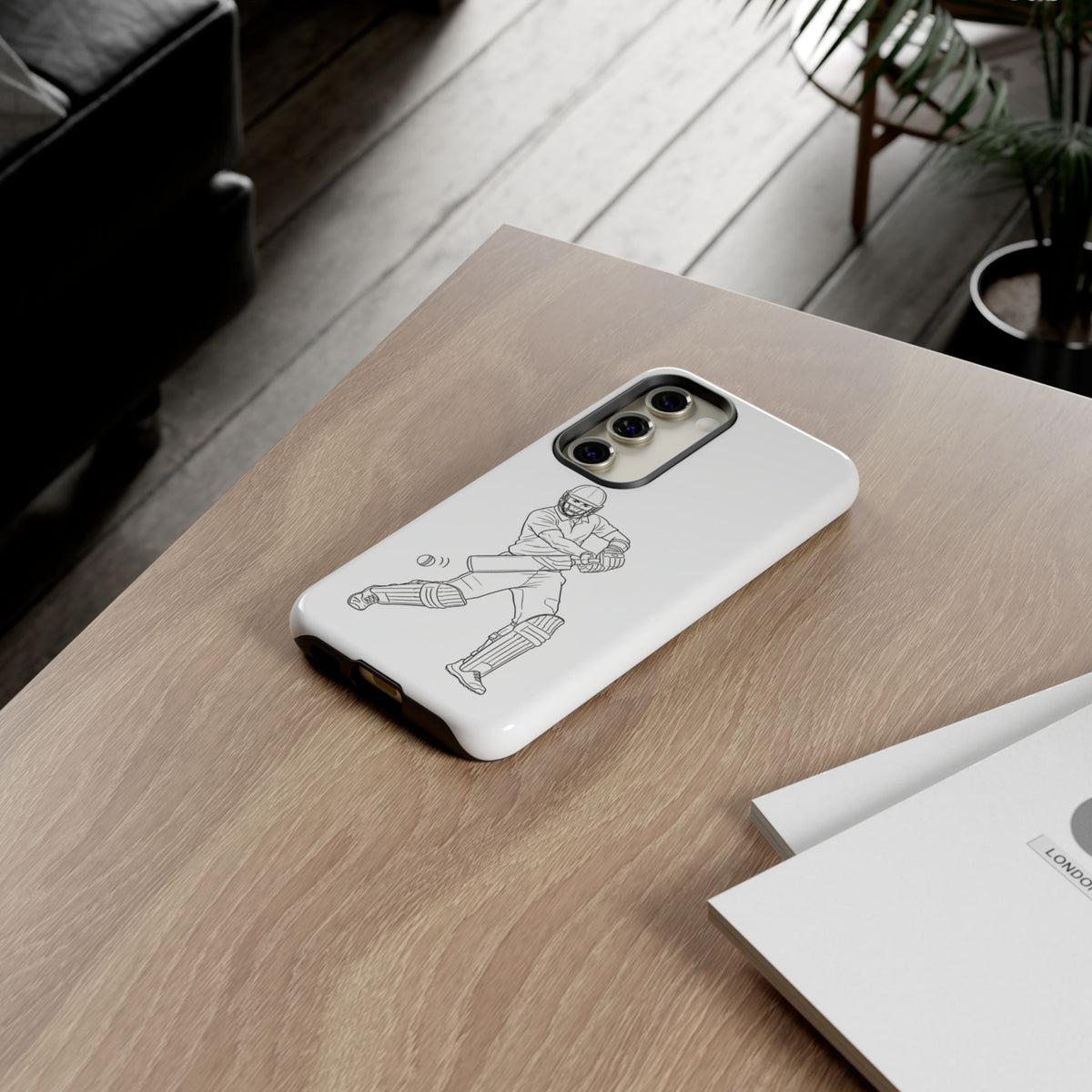 Phone Case, Cricket Batsman Sketch, Tough Case