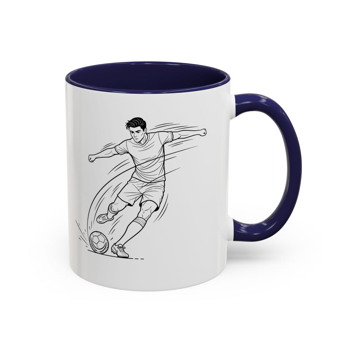 Mug, Football Players, Minimalistic Sketch design, Ceramic 325ml / 11oz, CHOICE of coloured inner