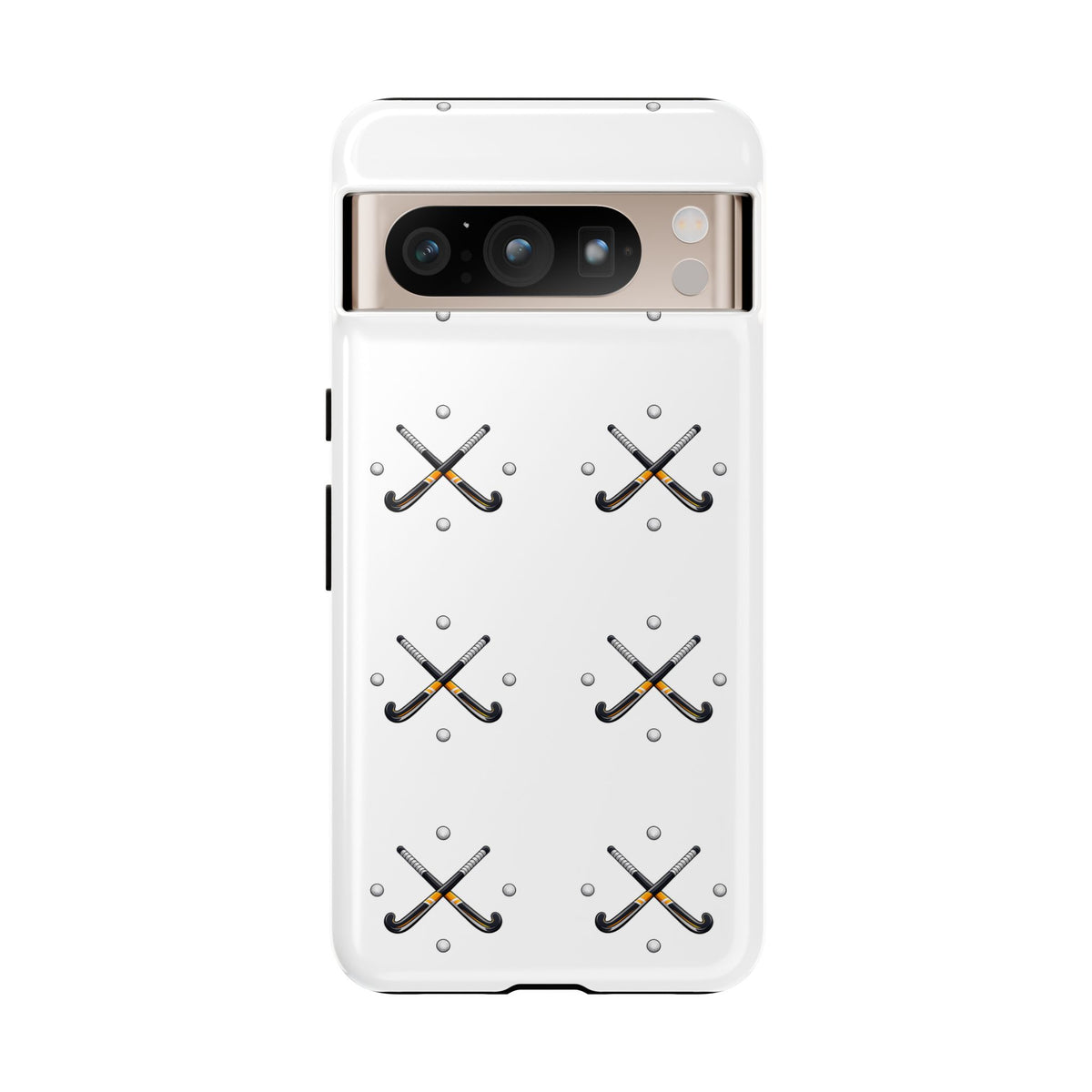 Phone Case, Hockey Repeated Crossed Sticks & Balls Pattern, Tough Case